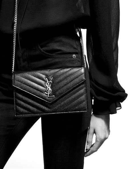 ysl monogram quilted leather envelope wallet on chain|YSL cassandre envelope chain wallet.